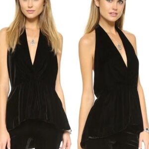 🆕 Free People Black Velvet Peplum Top - Women’s Size XS
